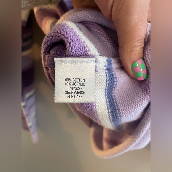 Y2K Styled Sonoma Multi Colored Purple Stripped Sweater with Hood - Picture 4 of 4
